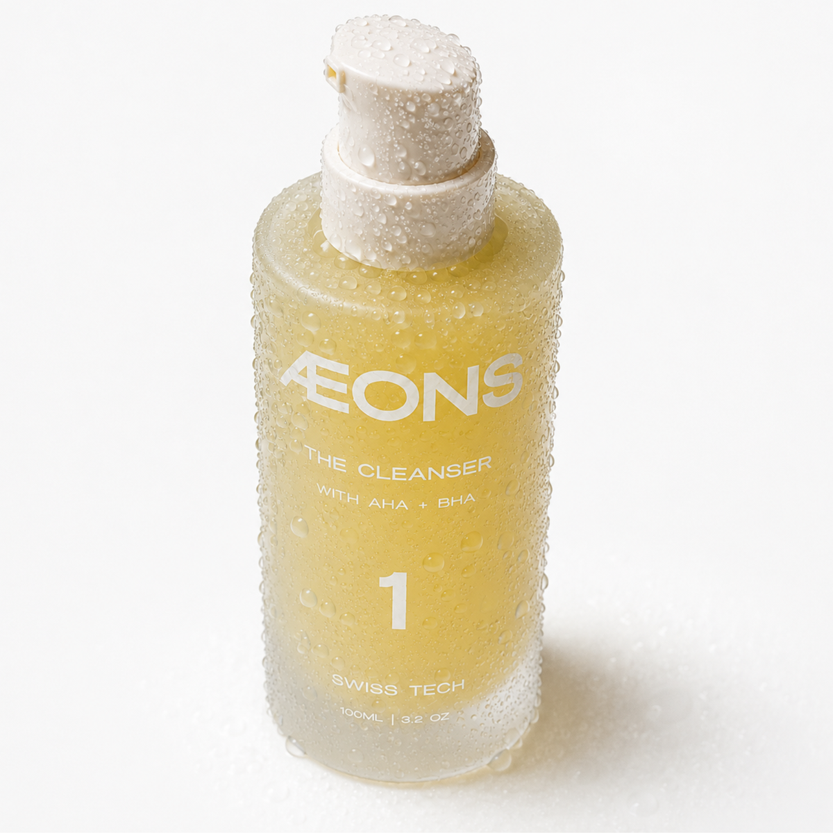 Aeons Cleanser with water droplets overhead